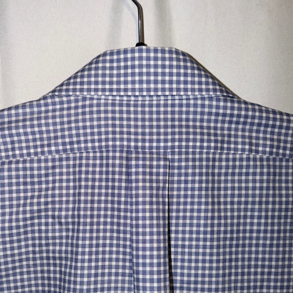 Brooks Brothers 1818 NON-IRON Long Sleeve Shirt Blue White Plaid Mens 17.5 36/37 - Picture 10 of 11